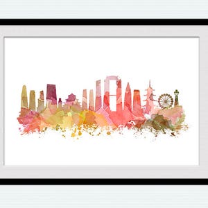 Osaka print Osaka watercolor poster Osaka Japan skyline Office wall decor Cityscape wall hanging Dorm decoration Living room wall art W71