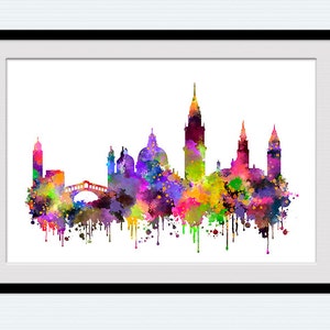 Venice print Venice poster Venice Italy skyline decor Office wall decor Home decoration Italy print Venice watercolor Venice cityscape W766