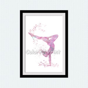 Gymnastics girl Sport gymnastics Gymnastics poster Sport print Sport hall decor Girls room wall art Gymnastics watercolor Kids room art W177