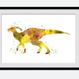 Dinosaur watercolor poster Parasaurolophus art print Dinosaur decor Jurassic wall art Home decoration Kids room wall decor Dinosaur art W641