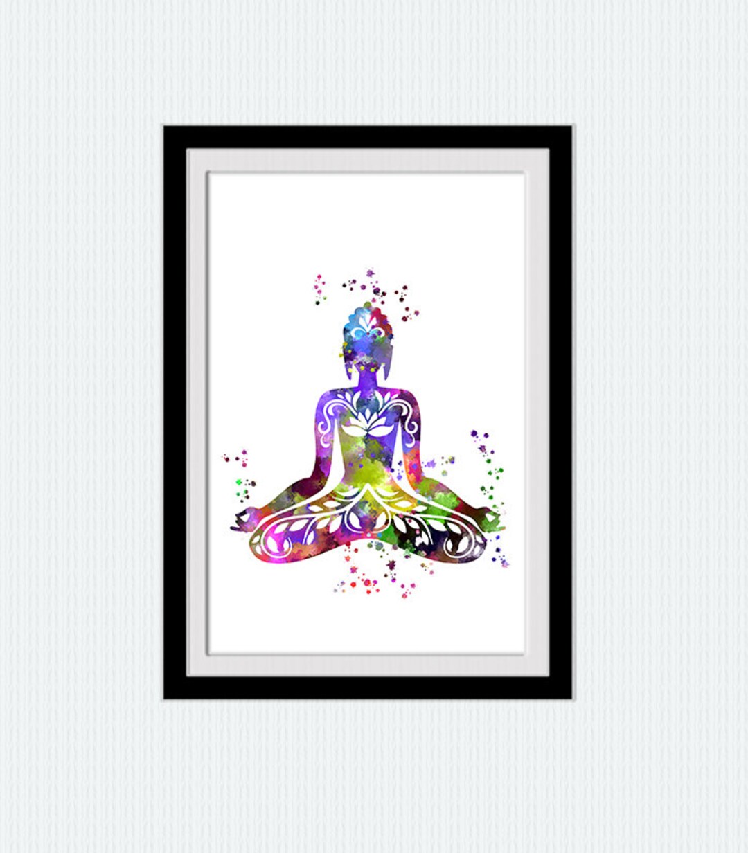 Buddha Watercolor Poster Yoga Wall Hanging Art Yoga Studio Decor Buddha ...