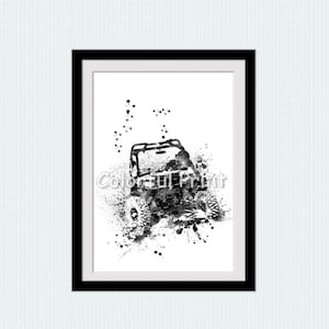 Quad bike print Four wheeler poster ATV wall art Quad motocross All Terrain Vehicle Motor sport Black and white art Dirt bike W911