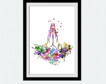 Yoga print Namaste watercolor print Namaste colorful poster Yoga poster Yoga studio decoration Inspirational wall art decor  Wall art  W246