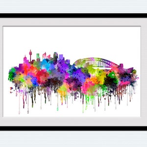 Sydney watercolor skyline print Sydney cityscape poster Sydney wall decor Home decoration Office wall decor Gift idea Skyline decor W706