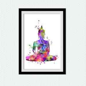 Impression d&#39;art de Bouddha, Tenture murale de yoga, affiche aquarelle de Bouddha, décoration de studio de yoga, impression d&#39;art de yoga, décoration d&#39;intérieur, art mural, cadeau d&#39;anniversaire W767