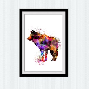 Wolf print Wolf poster Watercolor wolf illustration Colorful wolf print Home decoration Wall hanging art Christmas gift Wolf wall art  W319