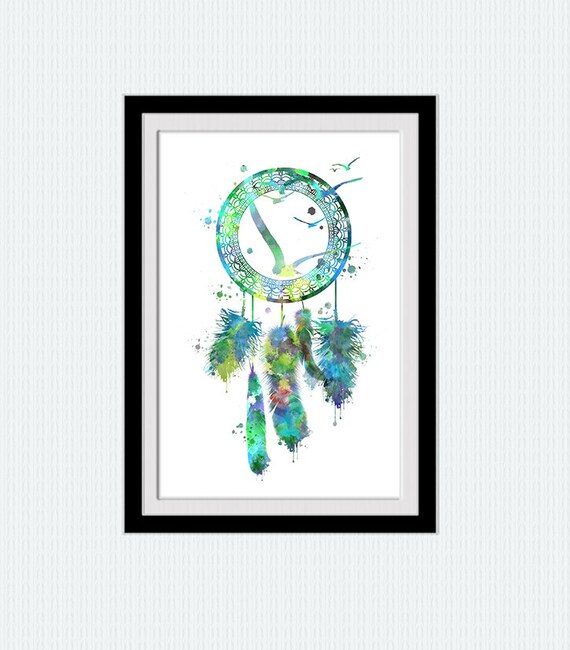 Dreamcatcher watercolor print Dreamcatcher colorful poster Native american art Wall hanging decor Home decoration Christmas gift  W276