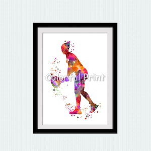 Tennis poster Tennis girl print Tennis wall decor Sport watercolor Female tennis art Sport illustration W943