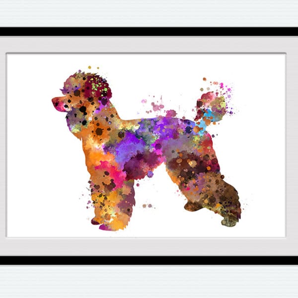 Aquarelle de chien impression Caniche affiche colorée Dog lovers art Caniche aquarelle décor Décoration maison Décoration chambre enfants Chambre Nursery room art W3011