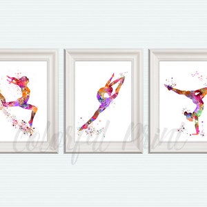 Gymnastics Set of 3 Gymnastic print girl Gymnastics poster Gift for her Gymnastics girl print Sport hall decor Wall art Birthday gift S74
