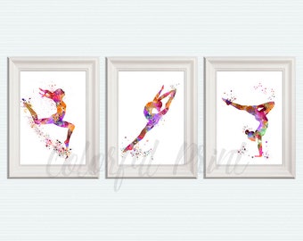 Gymnastics Set of 3 Gymnastic print girl Gymnastics poster Gift for her Gymnastics girl print Sport hall decor Wall art Birthday gift S74