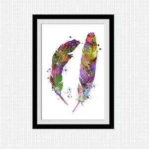 Feather print Feather colorful poster Feather watercolor illustration Home decoration Living room wall art Kids room decor Wall hanging W238