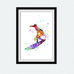 Surfing poster Surf decor Surf print Watercolor sport poster Colorful sport illustration Home decoration Kids room wall art Wall decor W364