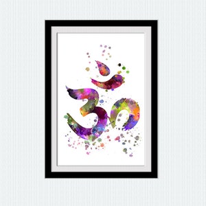 Om symbol watercolor print Om symbol colorful poster Yoga poster Yoga studio decoration Inspirational wall art decor Buddha art poster  W244
