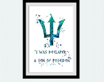 Poseidon trident print Greek poster Mythology wall decor Mythology print Classical art Percy Jackson print Poseidon trident poster W720