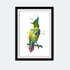 Woodpecker watercolor print Bird colorful poster Home decoration Kids room art decor Bird wall decor art Christmas gift Bird print art  W306