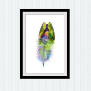 Vibrant Feather Art Print, Colorful Boho Wall Decor, Rainbow Feather Poster, Modern Abstract Nature Art, Unique Home Decor Gift W443