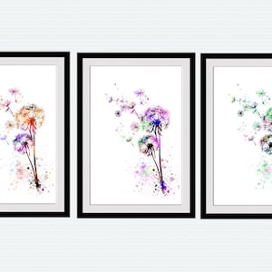 Dandelion watercolor Set of 3 Dandelion poster Dandelion print Dandelion wall decor Botanical poster Flower set Wall hanging S7