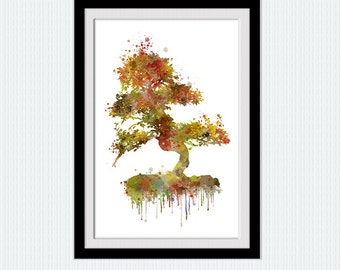 Autumn tree watercolor print Autumn tree poster Tree print art Home decor Kids room art Wall hanging decor Christmas gift Nursery art  W278