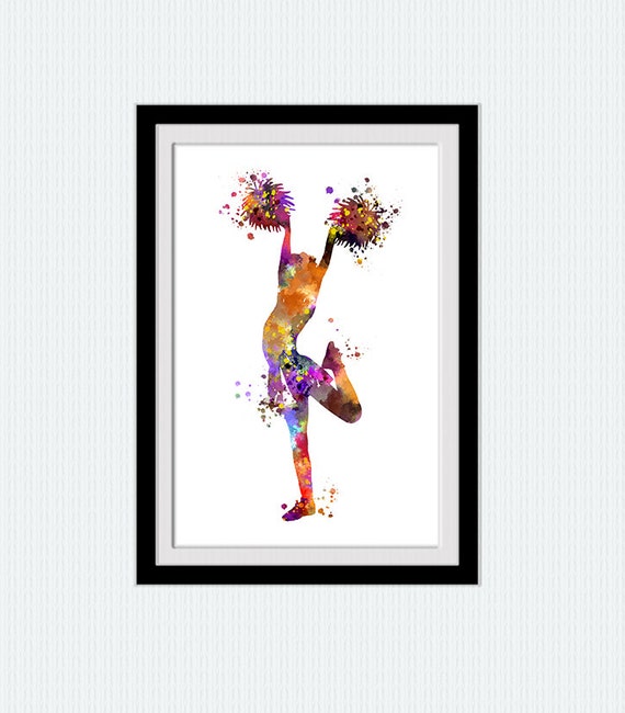 Cheerleader Art Print Sport Watercolor Poster Cheerleader Wall Etsy UK