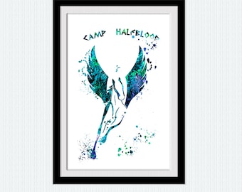Camp Half-Blood Poster, Pegasus Print, Percy Jackson Wall Art, Greek Mythology Decor, Fantasy Movie Print, Mythical Horse Art Poster W828