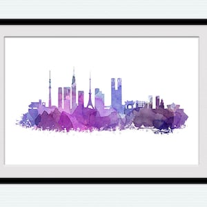 Tokyo print Skyline wall decor Tokyo watercolor poster Office art decoration Living room wall art Tokyo Japan city skyline Dorm decor W65