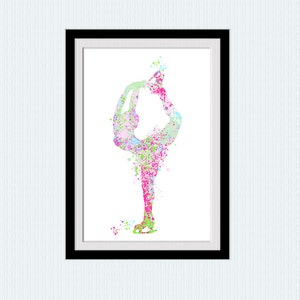 Ice skating girl print Skating girl poster Girls room decor Home decoration Sport illustration Kids room wall decor Sport art poster W847
