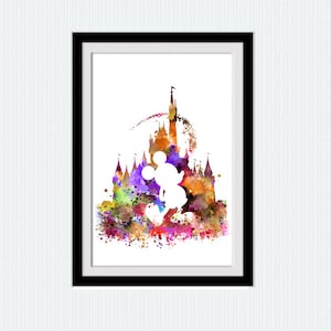 Mickey Mouse poster Mickey Mouse print Disney wall decor Kids room decor Nursery art Disney watercolor Mickey Mouse art W798