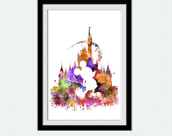 Mickey Mouse poster Mickey Mouse print Disney wall decor Kids room decor Nursery art Disney watercolor Mickey Mouse art W798