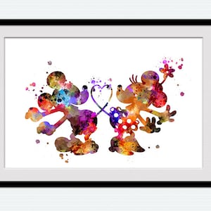 Mickey and Minnie poster Disney wall decor Kids room decor Mickey Mouse print Nursery art Minnie Mouse poster Mickey and Minnie love W294