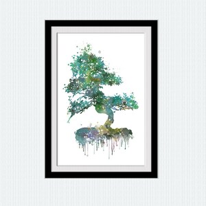 Tree watercolor print Winter tree colorful poster Tree painting Dome wall art living room hanging art Wall art for gift Kids room art  W281