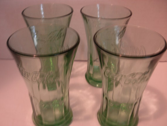Four, Wide Rim, Coca Cola, Heavy Duty, Green Tint, Drinking Glasses, Free  Shipping -  Israel