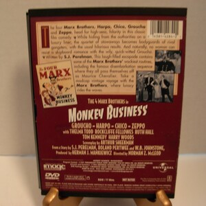 Bande de DVD, Monkey Business, Marx Brothers, Groucho, Harpo, noir & blanc, plein écran, livraison gratuite image 2