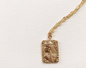 Egyptian Pharaoh Necklace // African Jewelry, Continent Jewelry, Afrocentric, Gold Necklace, Ethnic Jewelry, Ancient Egypt, Egyptian Jewelry