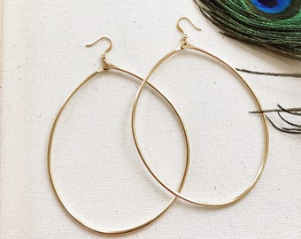 Everyday Hoop Earrings // Circle Hoop Earrings, Large Earrings, Brass Earrings, Gold Filled Earrings, African Jewelry, Bohemian Festival