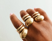 Yaya & Domus Ring Set// Brass Ring, Gold Ring, Egyptian Jewelry,Ethnic Jewelry,Brass Jewelry, African Ring,Afrocentric Jewelry, Double Ring