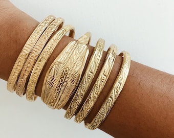 Divination Etched Cuff // Brass Bangles, Stack Bracelets, African Jewelry, Egyptian Jewelry, Gold Bangles,Gold Bracelets,Adjustable Cuffs