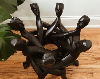 Seven Headed African Unity Statue// African Wood Statue, Afrocentric Style, African Art, African Decor, African Sculpture, African Mask