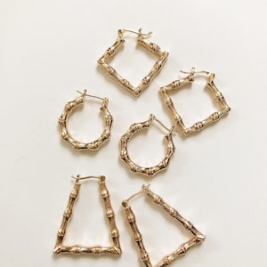 Bamboo Hoops- African Jewelry,Gold Plated Hoops, Gold Jewelry,Afrocentric, African Earrings, Gold Earrings, Gold Hoop Earrings, Gift for Her