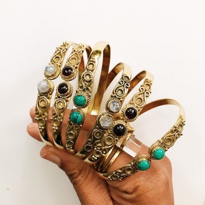 Naini Cuffs  // Vintage Stone Cuffs, Afrocentric Jewelry, India Jewelry, Tribal Cuffs, Stacking Bracelets, Festival Jewelry, Stacking Cuffs
