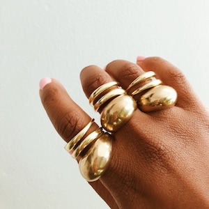 Yaya & Domus Ring Set// Brass Ring, Gold Ring, Egyptian Jewelry,Ethnic Jewelry,Brass Jewelry, African Ring,Afrocentric Jewelry, Double Ring