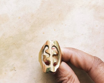 Gye Nyame Ring // Adinkra Rings, African Ring, African Jewelry, Ethnic Jewelry, Brass Jewelry, Statement Ring, Afrocentric Jewelry