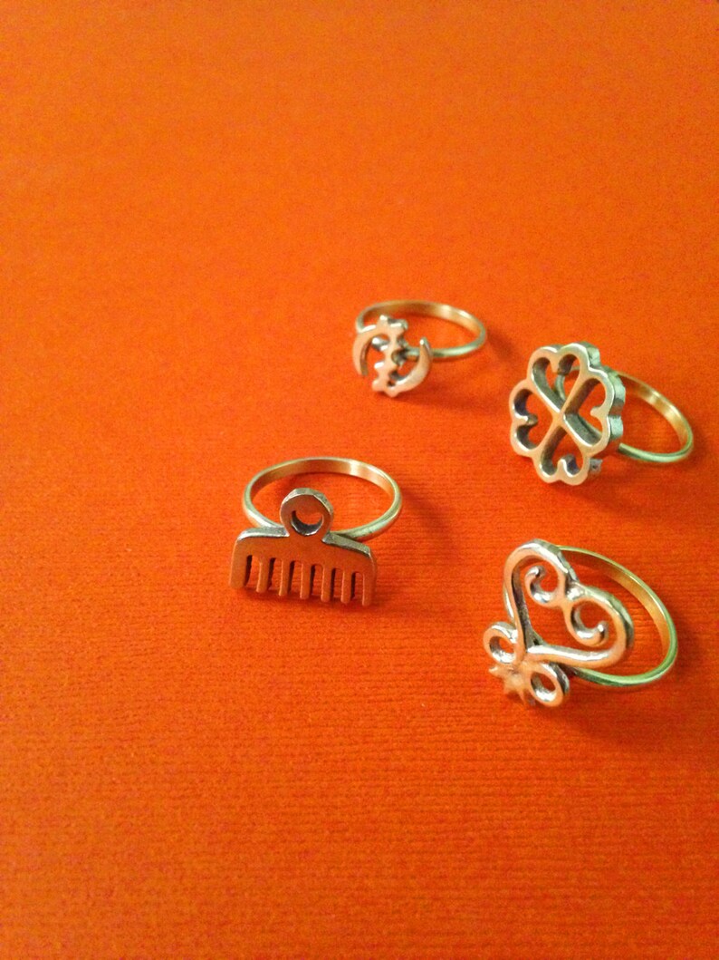 Adinkra African Symbol Rings // Adinkra Rings, Gold Symbol Ring ...