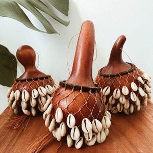 Shekere Cowrie Shell Rattle //Jabara, Axatse, Netted Cowrie Shell Gourd Rattle, African Home Decor