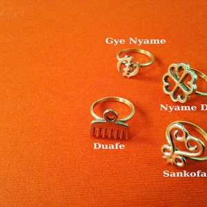 Adinkra African Symbol Rings // Adinkra Rings, Gold Symbol Ring, African Jewelry, Ethnic Jewelry, Brass Jewelry, Statement Ring, Afrocentric image 3