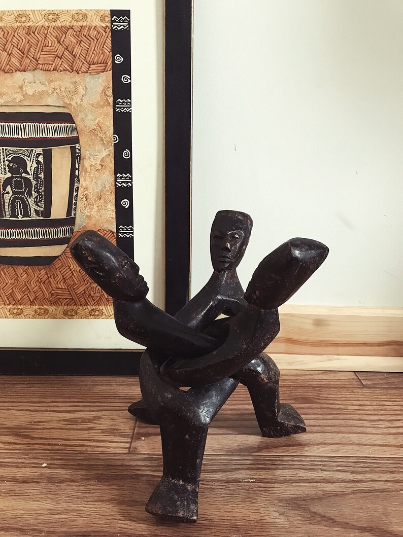 African Unity Statue// African Wood Statue Afrocentric Style - Etsy