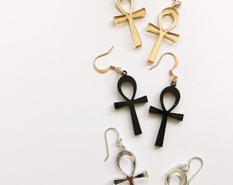 Pendientes llave de la vida // Pendientes Ankh, Pendientes colgantes Ankh, Joyería egipcia antigua, Joyería étnica, Joyería acrílica, Afrocéntrica