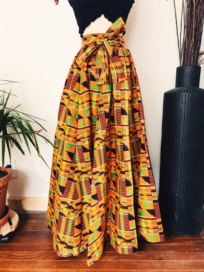 long african print maxi skirts