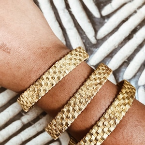 Kuba Woven Cuff // Brass Bangles, Stack Bracelets, African Jewelry, Egyptian Jewelry, Gold Bangles,Gold Bracelets,Adjustable Cuffs
