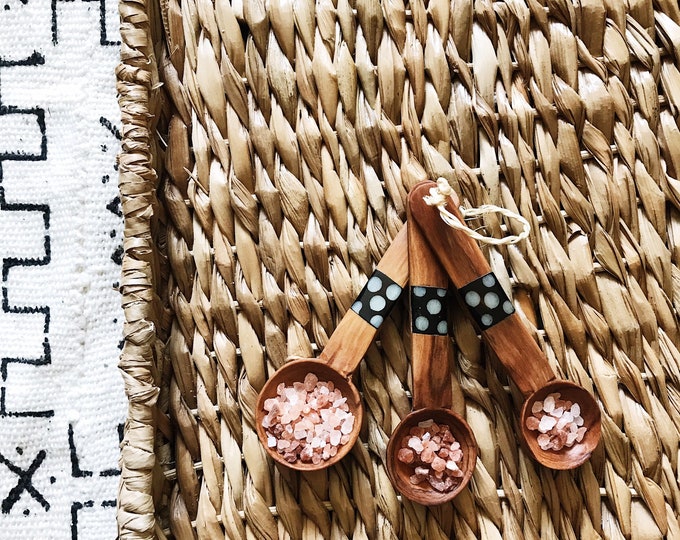 Batik Olive Wood Measuring Spoons // African Goods, African Spoons